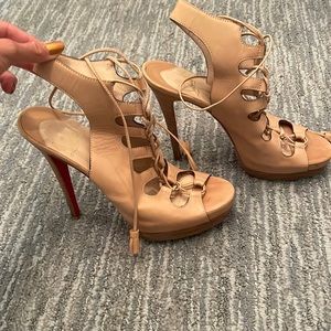 Christian Louboutin nude strap heels. As seen on Kim K!